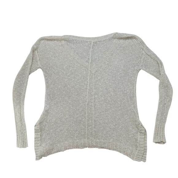 EILEEN FISHER Open Knit V-neck Pullover Sweater Snow White Sz Small Linen Blend - Picture 5 of 10